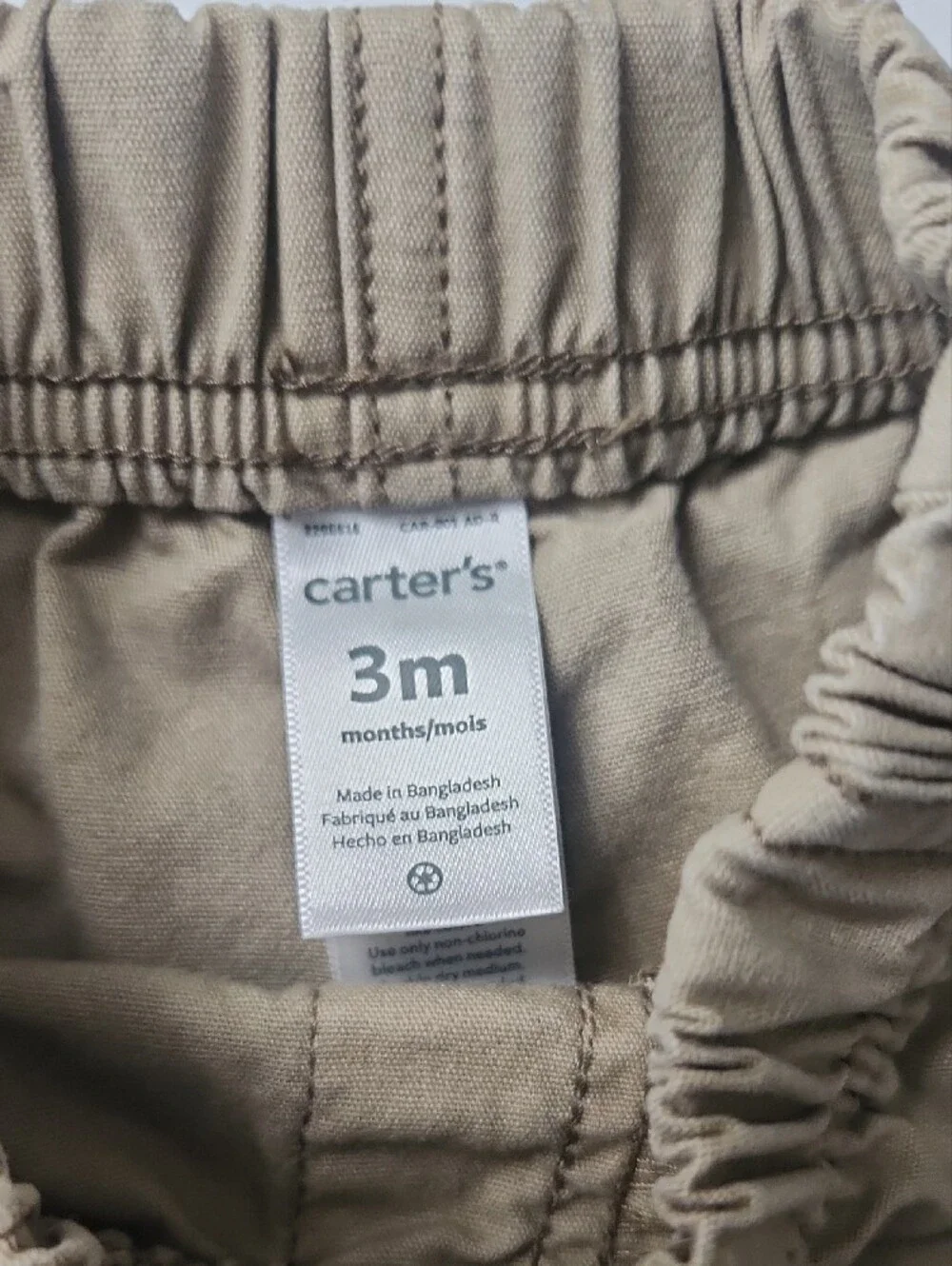 Carter's Tan Elastic Waist Khaki Pants For Babies 3 Months